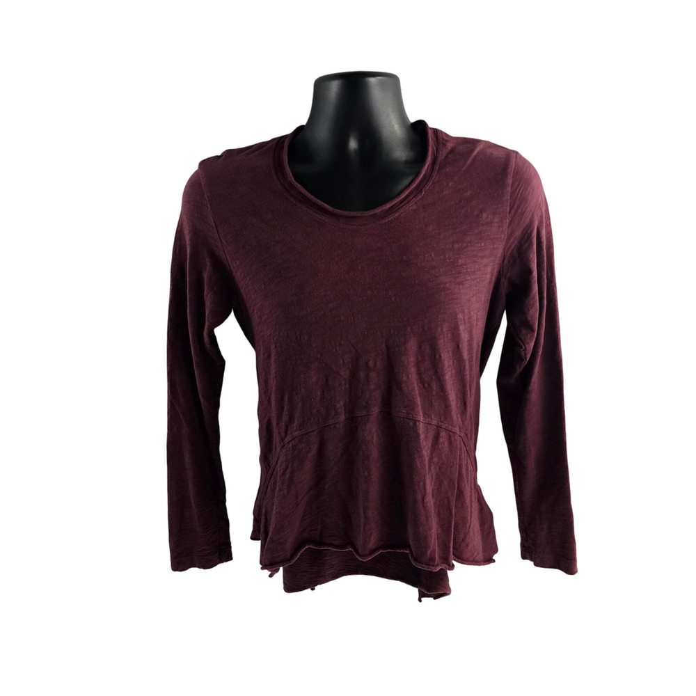 WILT Burgundy Long Sleeve Tunic Top Women's XS Made in USA Casual Basic